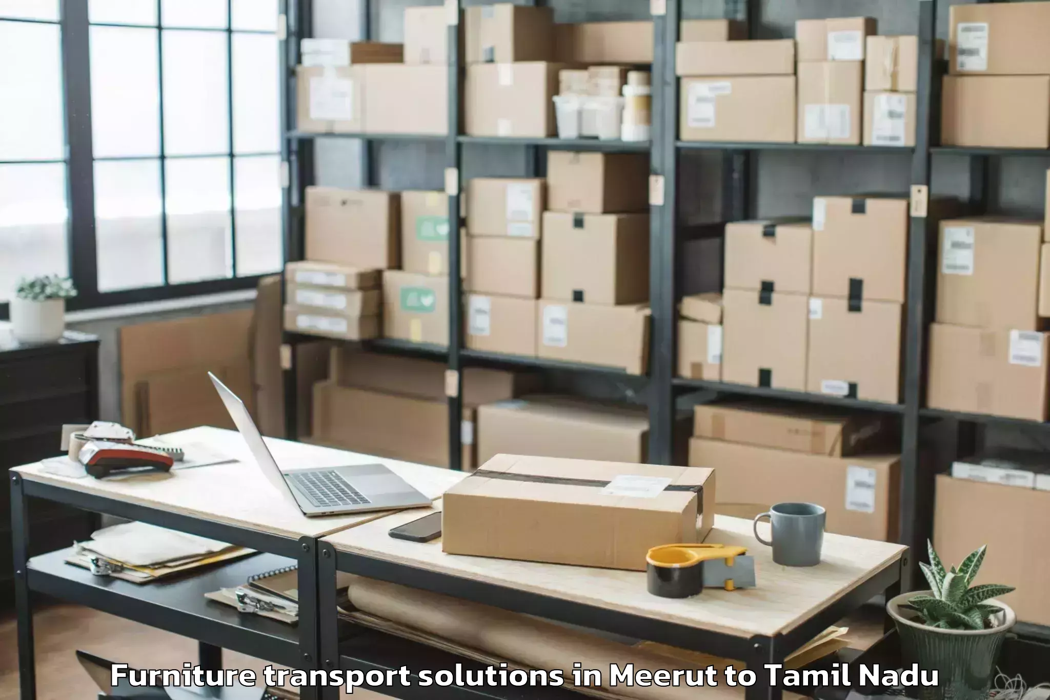 Top Meerut to Uthiramerur Furniture Transport Solutions Available